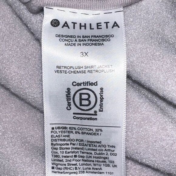 Athleta Plus Size Retroplush Shirt Jacket Tinsel Purple 3X NWOT - Picture 9 of 9
